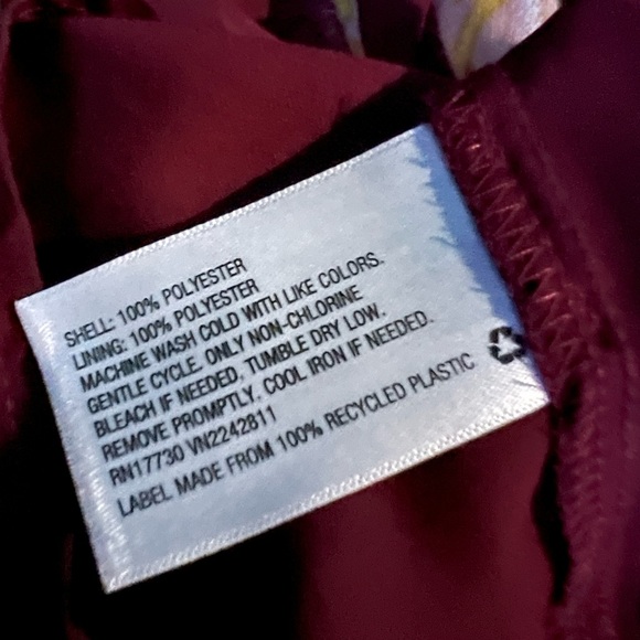 A New Day Floral Maroon Faux Wrap Short Sleeve Midi Dress Sz XL - Picture 4 of 5